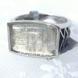 Genuine Meteorite Sterling Silver Ring Size 10 Men Women Unisex .925